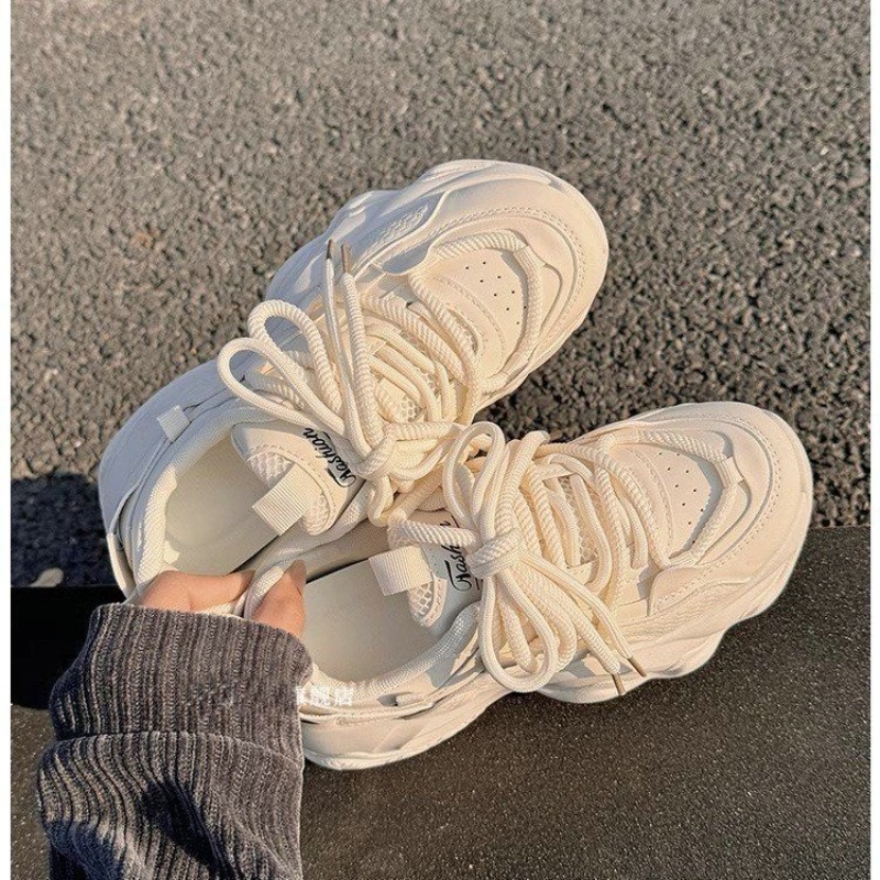 Women Beige Platform Dad Sneak - Embroidery Garments 评论和价格