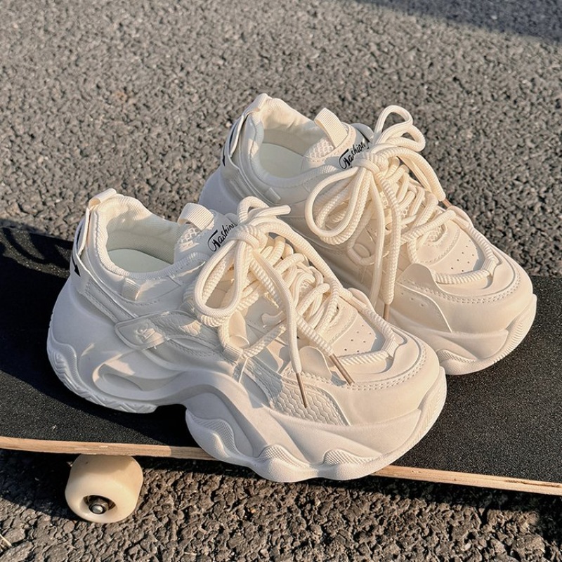 Women Beige Platform Dad Sneak - Embroidery Garments 评论和价格