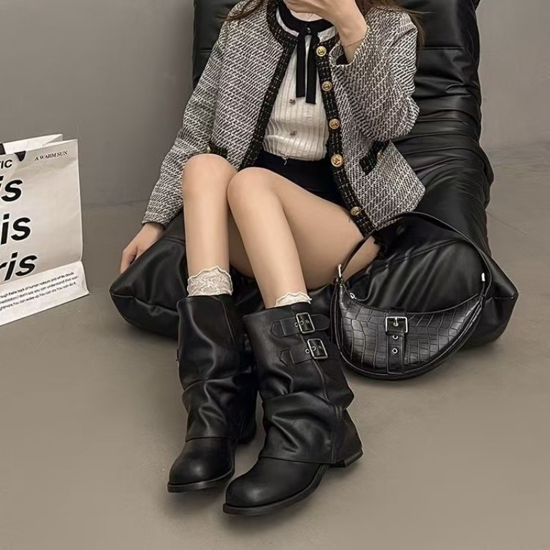 Women Black Slouchy Mid Calf B - Embroidery Garments 评论和价格