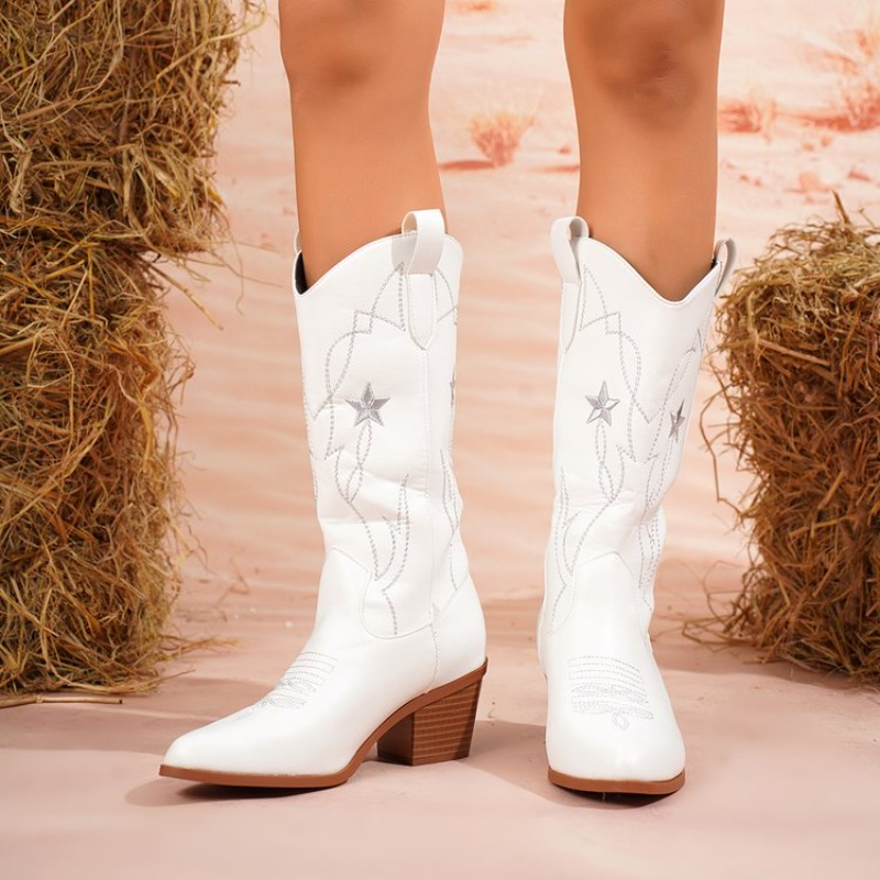 Women's Boots Mid-Calf Pointed - Embroidery Online 评论和价格
