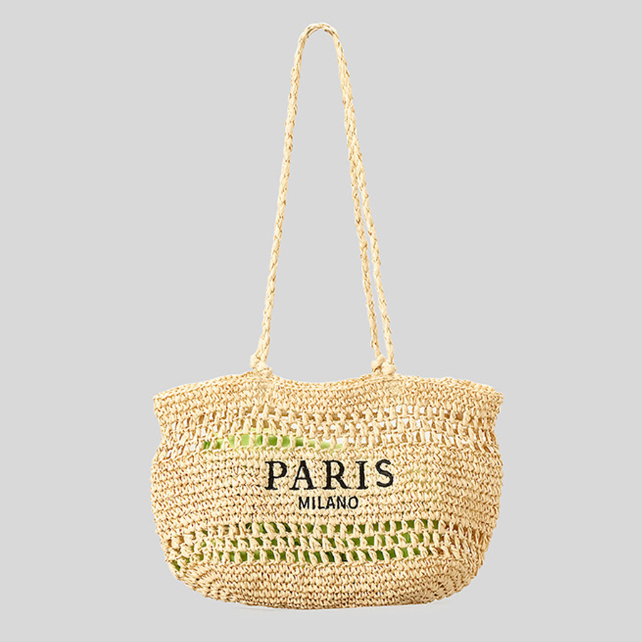 Casual Hollow Straw Tote Bag L - Embroidery Bali 评论和价格