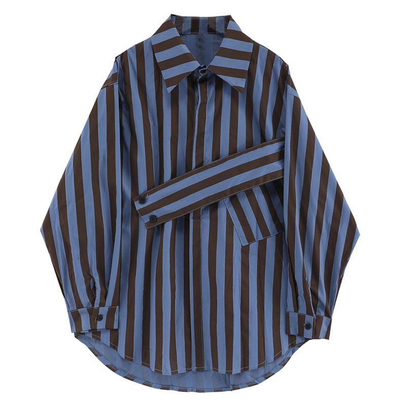 Korean striped shirt with asym - Embroidery Online 评论和价格