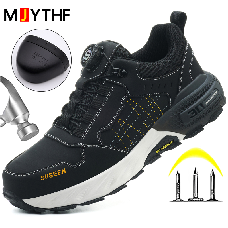Black Leather Safety Shoes Sec - Embroidery Garments 评论和价格