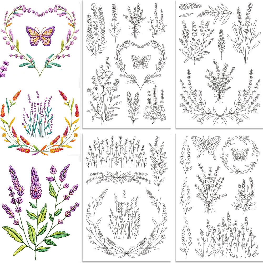 Lavender Flower Butterfly Wate - Embroidery Meaning 评论和价格