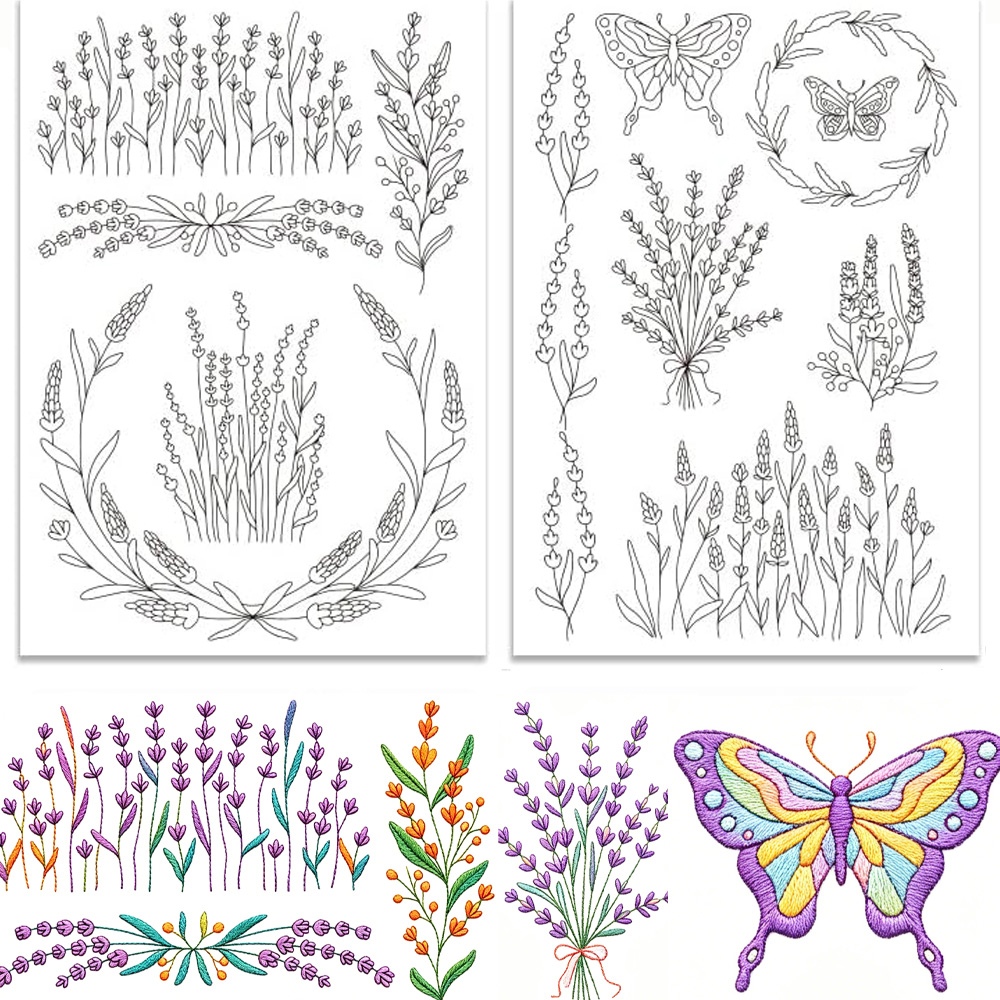 Lavender Flower Butterfly Wate - Embroidery Meaning 评论和价格