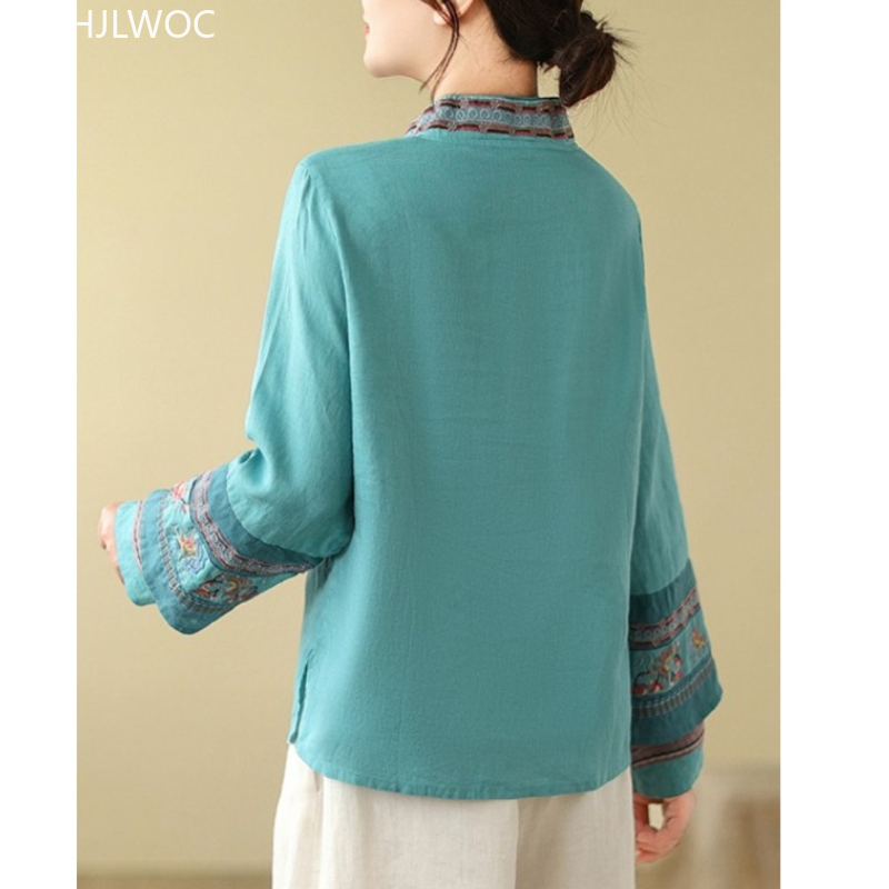 Cotton Linen Embroidery Tops C - Embroidery Garments 评论和价格