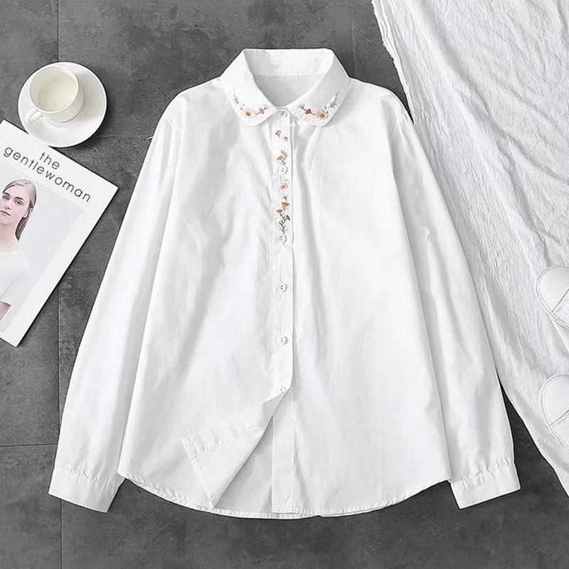 New Pure Cotton White Shirts W - Embroidery Online 评论和价格
