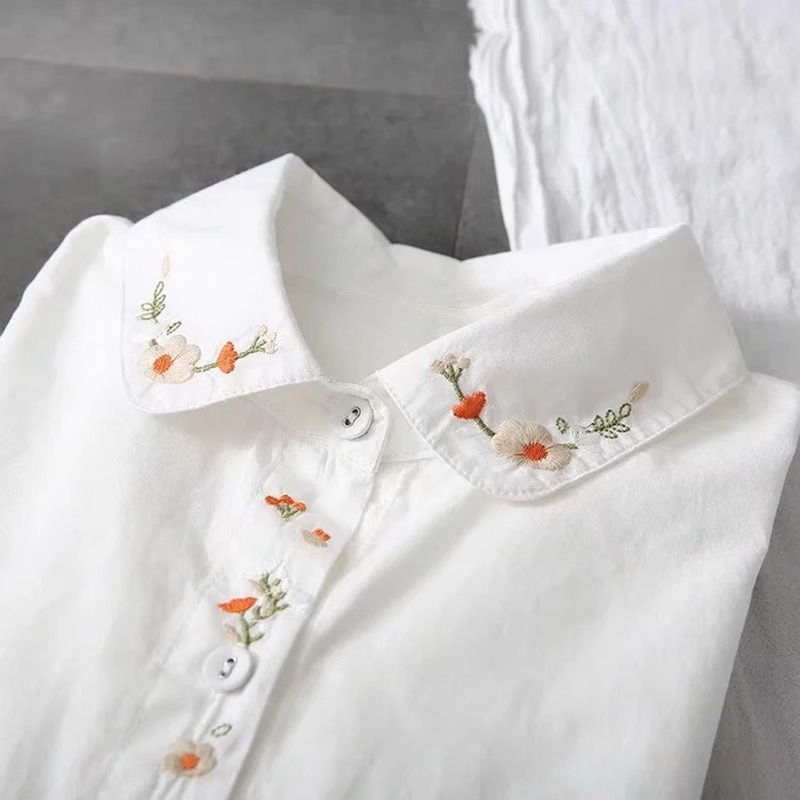 New Pure Cotton White Shirts W - Embroidery Online 评论和价格