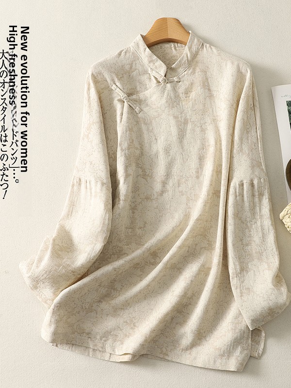 Retro Floral Embroidery Cotton - Embroidery Cotton Shirt 评论和价格