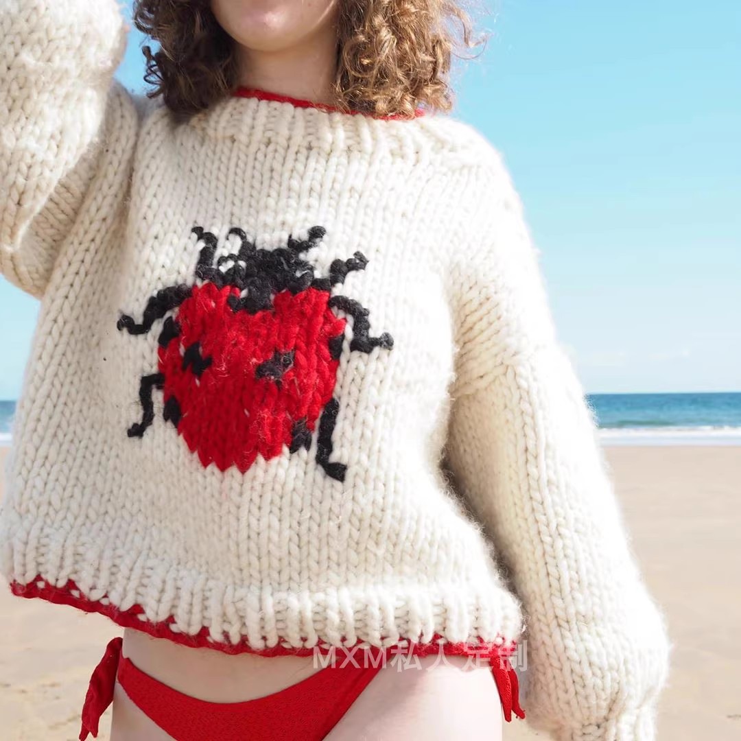 Star Ladybug Pattern Pure Wool - Embroidery Lady Bug 评论和价格