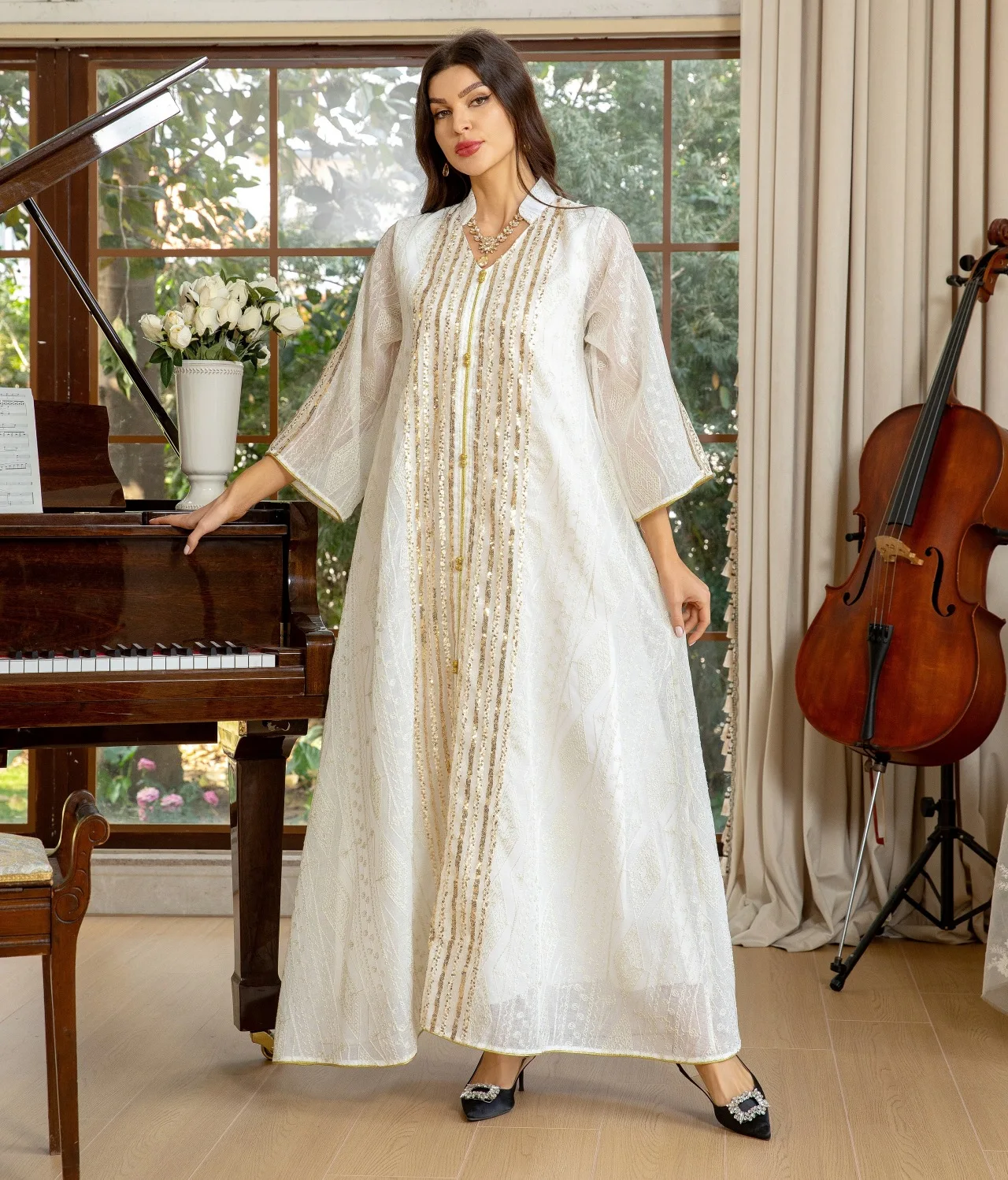 Eid Abaya Embroidery Sequin Me - Embroidery Kebaya 评论和价格