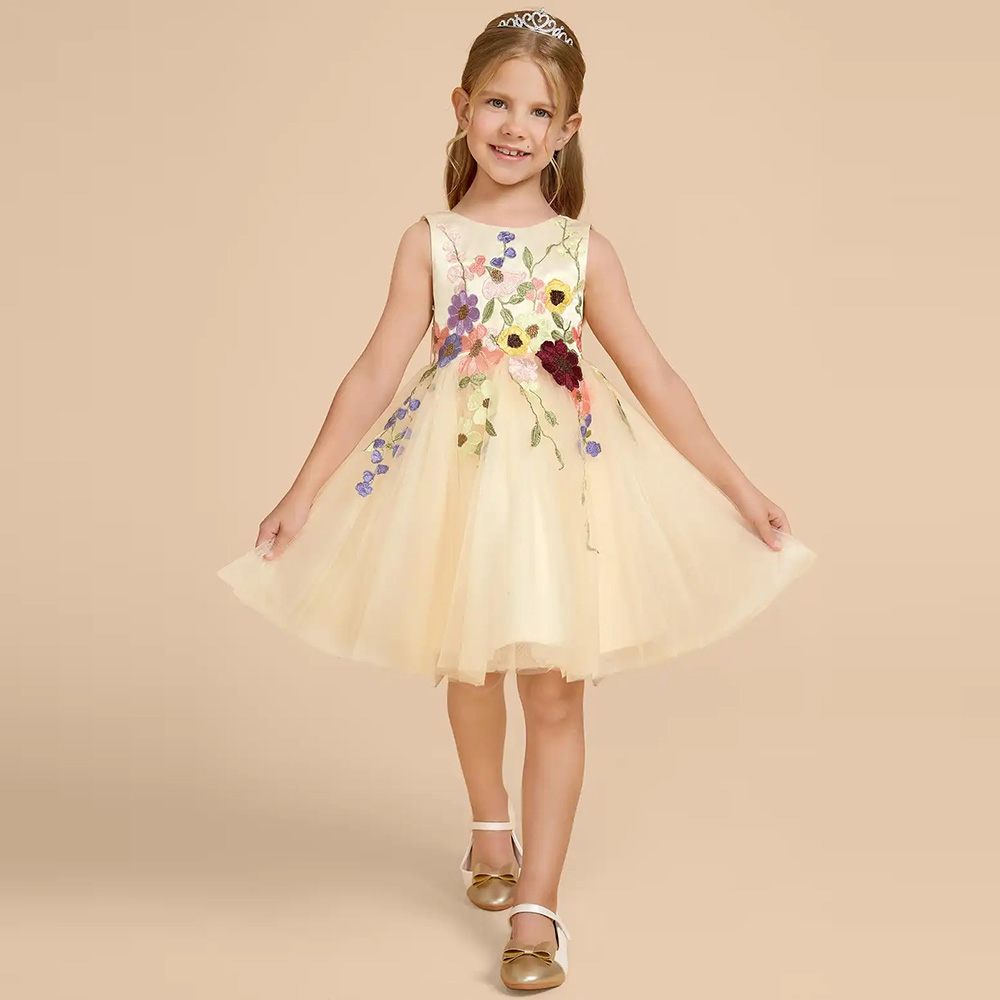 Customized Yellow Tulle Flower - Embroidery Yellow Dress 评论和价格