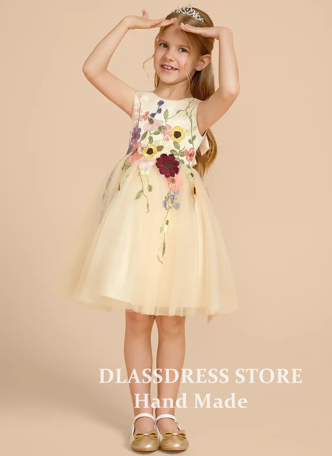 Customized Yellow Tulle Flower - Embroidery Yellow Dress 评论和价格